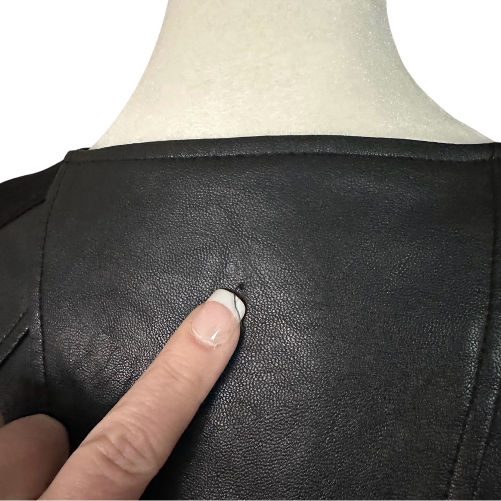 Guess Black Faux Leather Waist-Length Jacket Size Medium - Picture 6 of 12
